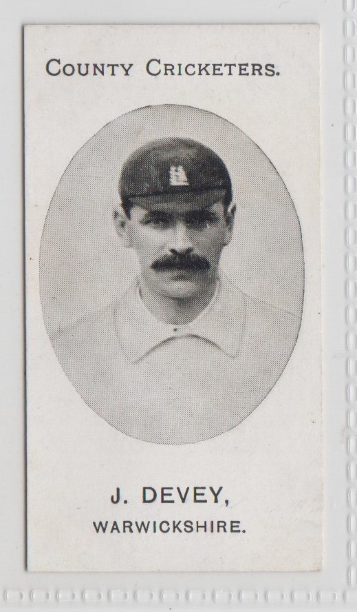Cigarette cards, Taddy, County Cricketers, Warwickshire, type card, J. Devey (vg) (1)