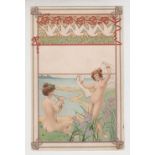 Postcard, Art Nouveau, Classical Greek Maidens, artist unknown, single card, Series no 8197, ub (