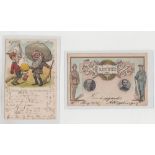 Postcards, Boer War, two artist drawn cards, 'Bloemfontein 1900' with inset photo images of