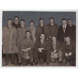 Football press photograph, Middlesbrough FC, 1933/34, 10" x 7", b/w photo showing team in civilian