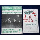 Football programmes, Manchester United, two away match programmes v Hibernian Floodlit Friendly,