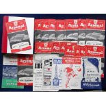 Football programmes, Arsenal FC, 1959/60, 21 home league matches, plus FA Cup replay v Rotherham,