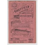 Football programme, Sheffield United v Grimsby Town, 1st Division game played on 11 April, 1903 (