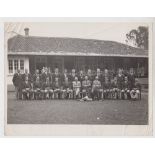 Football press photograph, England 1951, 9" x 7", b/w photo showing team & officials in blazers