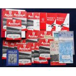 Football programmes, Arsenal FC, 1962/3, 21 home league matches (plus duplicate v Tottenham), 3 FA