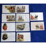 Postcards, Military, a collection of ten chromolithographed cards from various series inc. The