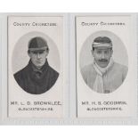 Cigarette cards, Taddy, County Cricketers, Gloucestershire, two cards, Mr. L.D. Brownlee & Mr. H.