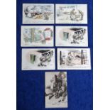 Postcards, WW1 Comic, 7 cards, five illustrated by F. MacLean, 'Sketches from Tommy's Life', one