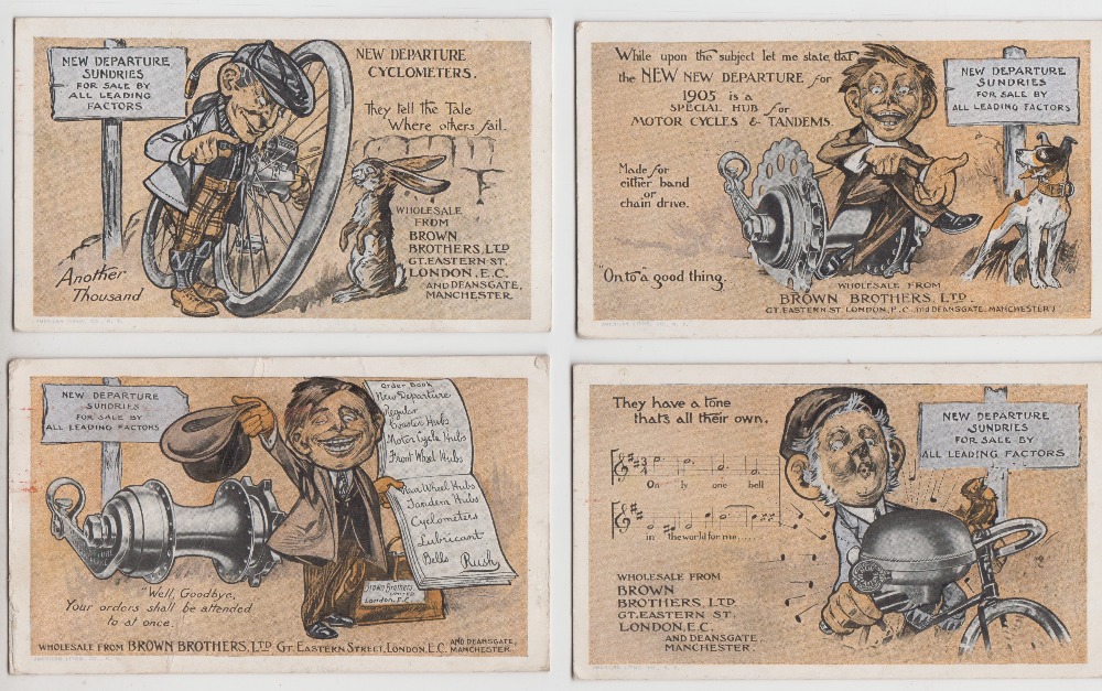 Postcards, Advertising, Brown Brothers Ltd, London & Manchester, four comedy cards for various