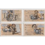 Postcards, Advertising, Brown Brothers Ltd, London & Manchester, four comedy cards for various