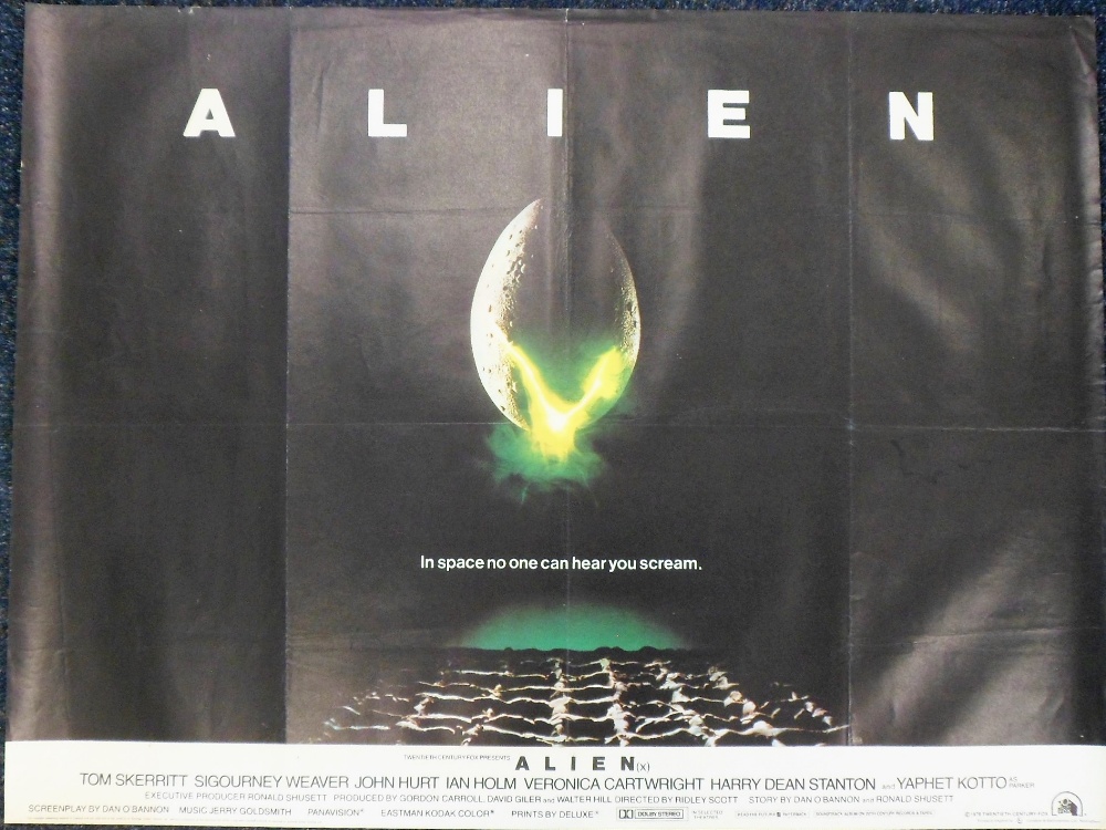 Film Poster, Alien, starring Tom Skerritt, Sigourney Weaver, John Hurt etc, original UK Quad poster,