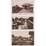 Postcards, Surrey, three railway station RP's, all internal views, Virginia Water, Byfleet &