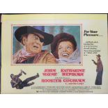 Film Posters, a collection of 10 original UK Quad posters for, Rooster Cogburn (John Wayne), Black