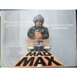 Film Poster, Mad Max, starring Mel Gibson, original UK Quad poster, 40" x 30", duplicate of