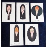 Postcards, Glamour, Kip, Bomb Shells, Series 3218, pub. By Tuck's, 5 cards (all unused, gd/vg) (5)