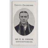 Cigarette cards, Taddy, County Cricketers, Northamptonshire, type card, Mr. E.M. Crosse (gd) (1)