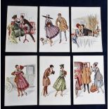 Postcards, Glamour, A. Bertiglia, Series 1876, set of 6 cards (vg) (6)