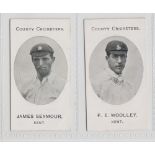 Cigarette cards, Taddy, County Cricketers, Kent, two cards, James Seymour & F.E. Woolley (gd/vg) (