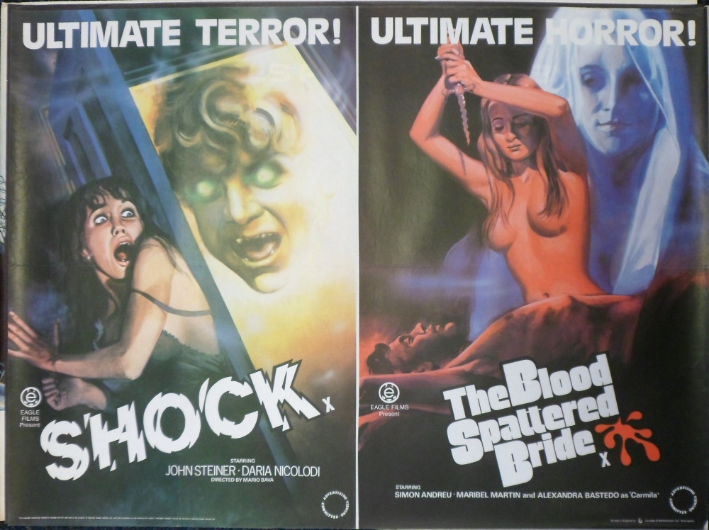 Film Posters, a collection of 10 original UK Quad posters for, Shock/The Blood Splattered Bride (