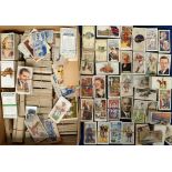Cigarette cards, a large accumulation (1,000's) of cigarette cards, mostly sorted by series, many