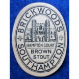 Beer label, Brickwoods Southampton, v.o, 88mm high, Hampton Court Brown Stout, (vg) (1)