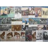 Postcards, subject collection of approx. 200 cards inc. romantic, royalty, naval, theatre, comic,