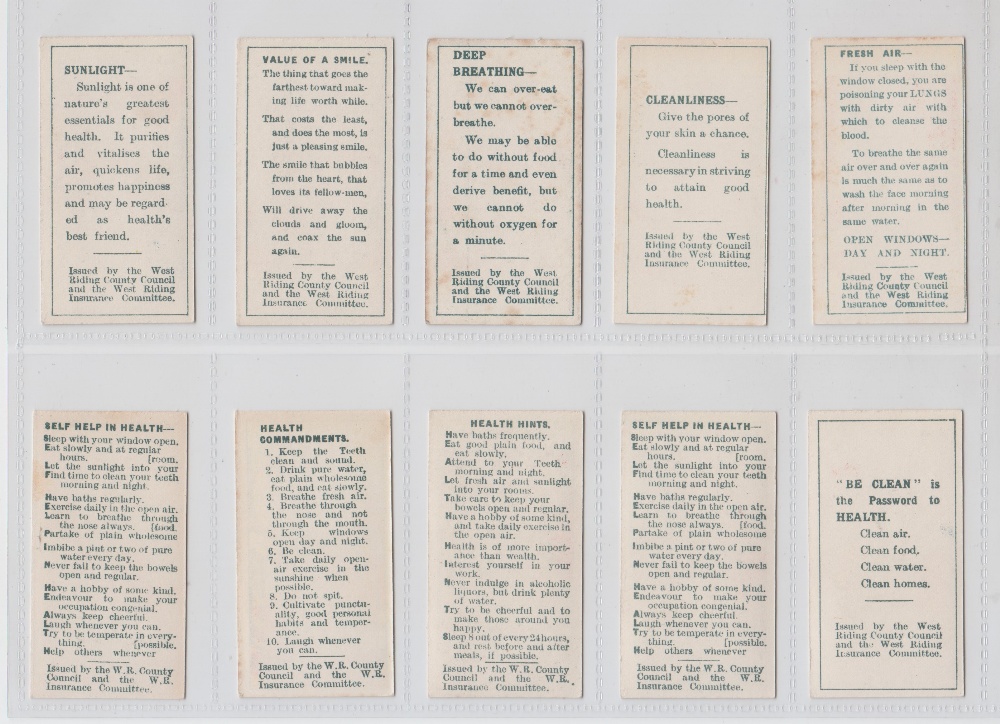 Trade cards, West Riding County Council, Health Cards (set, 20 cards) (4 with foxing to backs o/w - Image 2 of 4