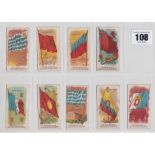 Cigarette cards, Kriegsfeld's, Flags of All Nations, 9 cards, China, Columbia, England, France,