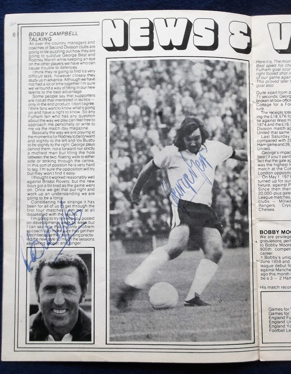 Football autographs, three Fulham FC programmes, two v. Wolves, 11 Sept 1976 & one v Oldham 4 Dec - Image 3 of 3