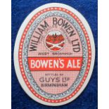 Beer label, William Bowen Ltd, West Bromwich, Bowen's Ale, v.o, bottled by Guys Ltd, Birmingham (vg)