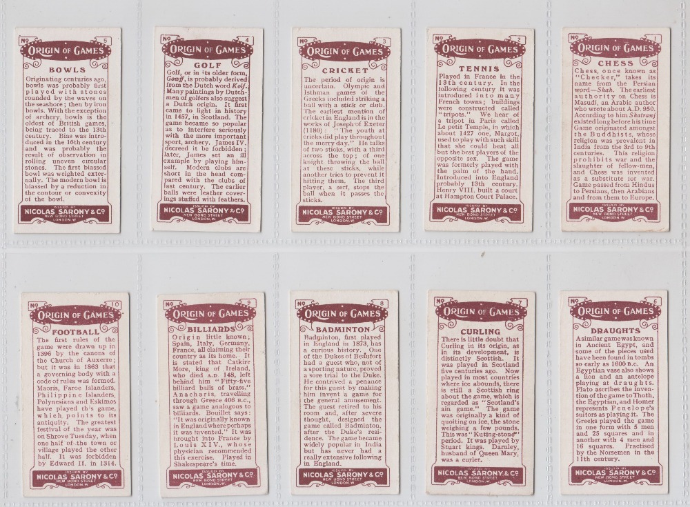 Cigarette cards, Sarony, Origins of Games (set, 15 cards) (gd/vg) - Image 2 of 4
