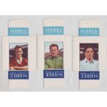 Cigarette cards, Mauritius, Soiree Cigarettes, Famous Footballers, packet issue, three cards, all