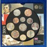 Coins, UK, Uncirculated 2009 coin set with rare Kew Gardens 50p (vg)