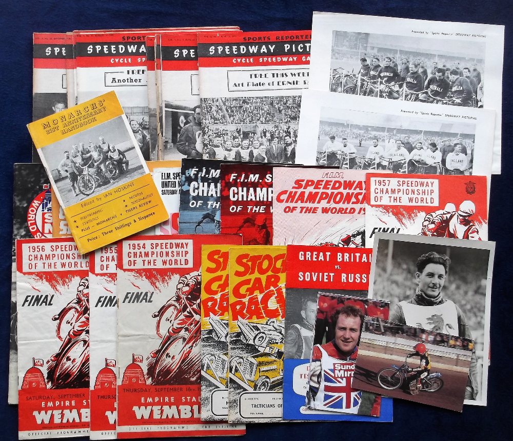 Speedway etc, a selection inc. World Speedway Championship Finals 1954, 55, 56, 57, 58, 59, 60,