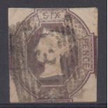 Stamp, GB embossed issues 1847-54, SG 59 used 6d lilac, (reversed watermark) (1)