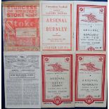 Football Programmes, 5 Arsenal home programmes v Middlesbrough 1946/47, Derby 1947/48, Portsmouth