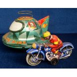 Tin Toys, 'Modern Toys' made in Japan, Satellite - X107 space ship (approx. size 8" x 6") (fair),