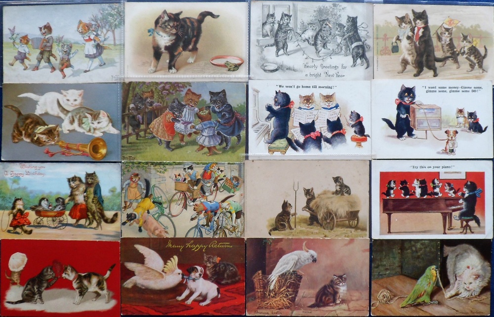 Postcards, a collection of 30+ mainly illustrated cards of cats with 5 Louis Wain cards inc. '