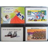Postcards, a modern album containing approx. 215 mixed age comic cards with many post WW2 Bamforth