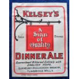 Beer label, E H Kelsey Ltd, Culverden Brewery, Tunbridge Well, large Dinner Ale, vertical