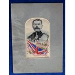 Silk Portrait of Kitchener, Stevengraph in original mount with back label (overall size 5.25" x 7.
