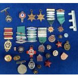 Militaria and other badges, War Medal, 39/45 Star and Burma Star sold together with two 1915 'On War