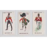 Cigarette cards, Hudden's, Soldiers of the Century, three cards, no 27 Light Infantry 1855, no 30