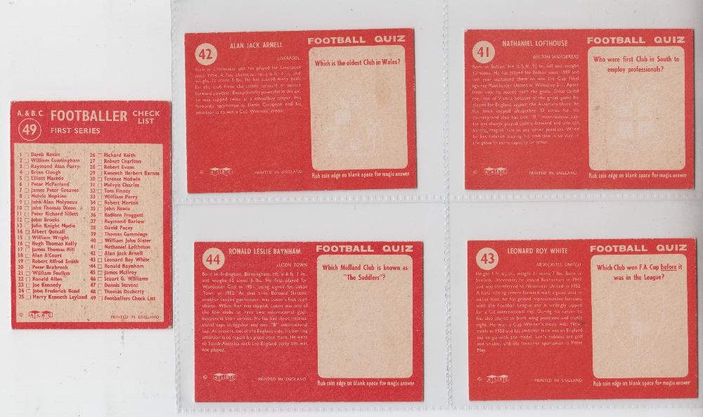 Trade cards, A&BC Gum, Footballers, Quiz 1-49 (set, 49 cards) (gd/vg, checklist unmarked) (49) - Image 2 of 2