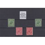 Stamps, GB, 1911-1912 set of 4 watermark inverted 1/2d and 1d King George V Downey heads watermark