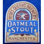 Beer label, Hydes' Queen's Brewery, Manchester, a rare Oatmeal Stout arched label (tear on right