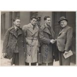 Football Autographs, Scotland v Wales 10 November 1945, b/w press photo showing 3 Birmingham players