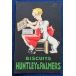 Postcard, Huntley & Palmers Biscuits, a fine advertising card showing a seated young girl opening