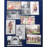 Postcards, Warwickshire, a collection of 10 Warwick Pageant related cards, one with advert to back
