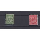 Stamps, GB, 1912 Imperial Crown 1/2d & 1d pair, no cross on crown varieties, unmounted mint, King